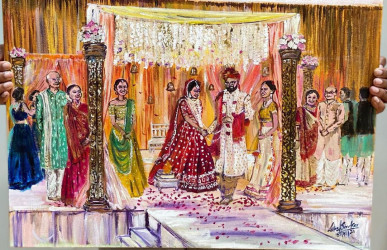 Lakshmi Sarkar - Live painting of an Indian wedding