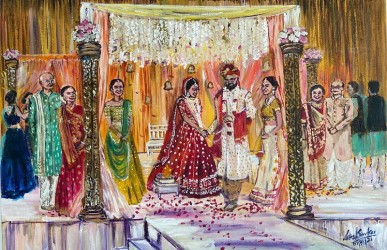 Lakshmi Sarkar live Indian wedding painter