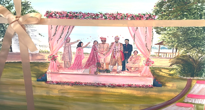 Indian wedding live painter - Aish and Kunal floral wedding